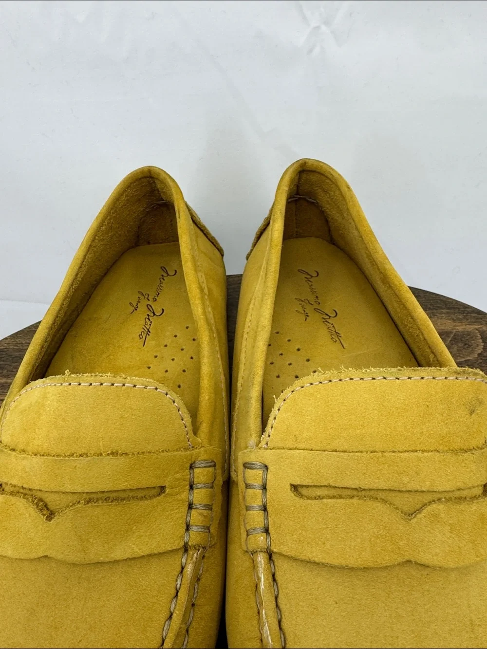 Massimo Matteo Firenze Womens Yellow Leather Driving Mocs Penny Loafers, 7